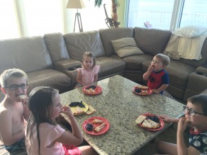 Occasionally the kids got the privilege of eating at the kids' table, instead of at the main table with us