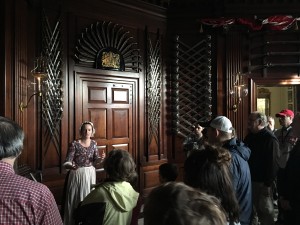 Our tour guide was really pretty mesmerizing - here she tells us about the weapons mounted all over the front hall.