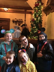 The kids waiting in line at Belle's house